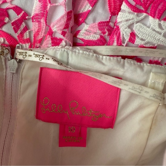 Lilly Pulitzer Sienna Dress Resort embroidered floral White pink size 10 - Picture 6 of 6